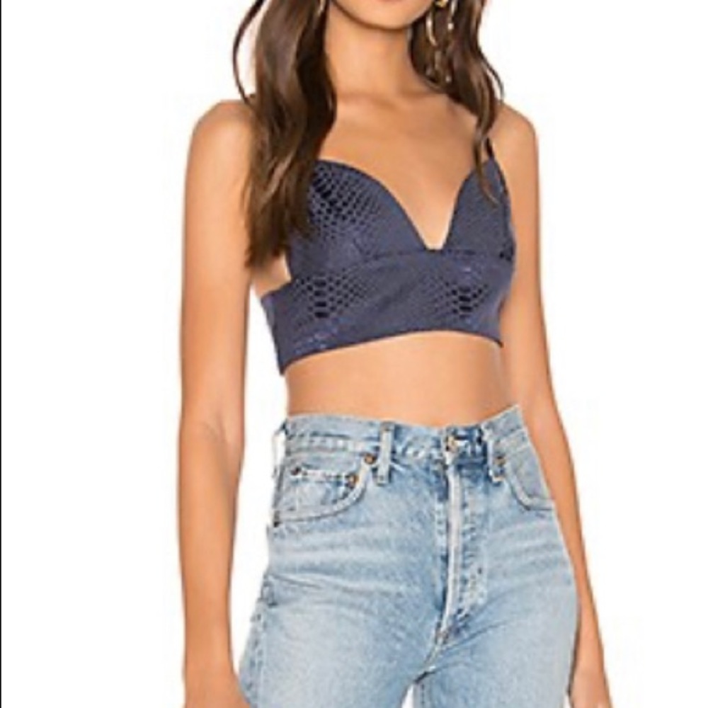**NWT** Superdown navy suede croc print bralette